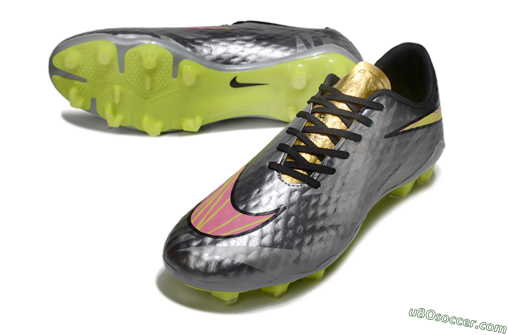 Nike Hypervenom Phantom FG Firm Ground Soccer Cleats - Gray/Neon Yellow/Metallic Silver 3