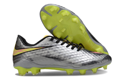 Nike Hypervenom Phantom FG Firm Ground Soccer Cleats - Gray/Neon Yellow/Metallic Silver