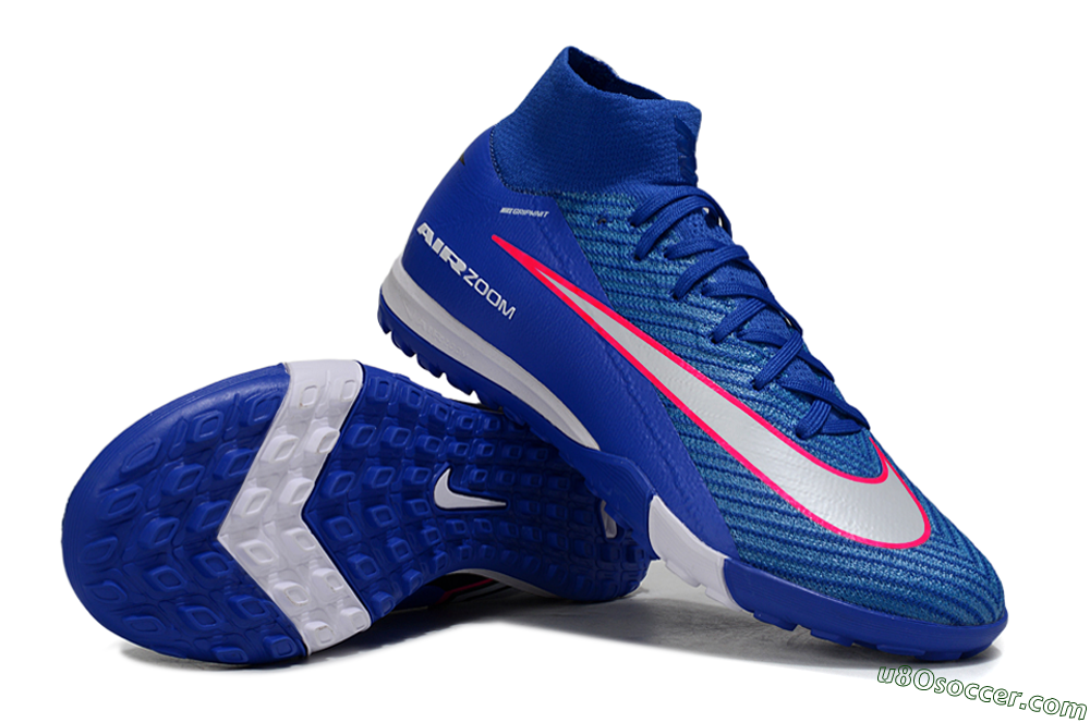 Nike Air Zoom Mercurial Superfly 10 Elite TF Artificial Turf Soccer Shoes - Blue/Electric Blue/Neon Pink 0