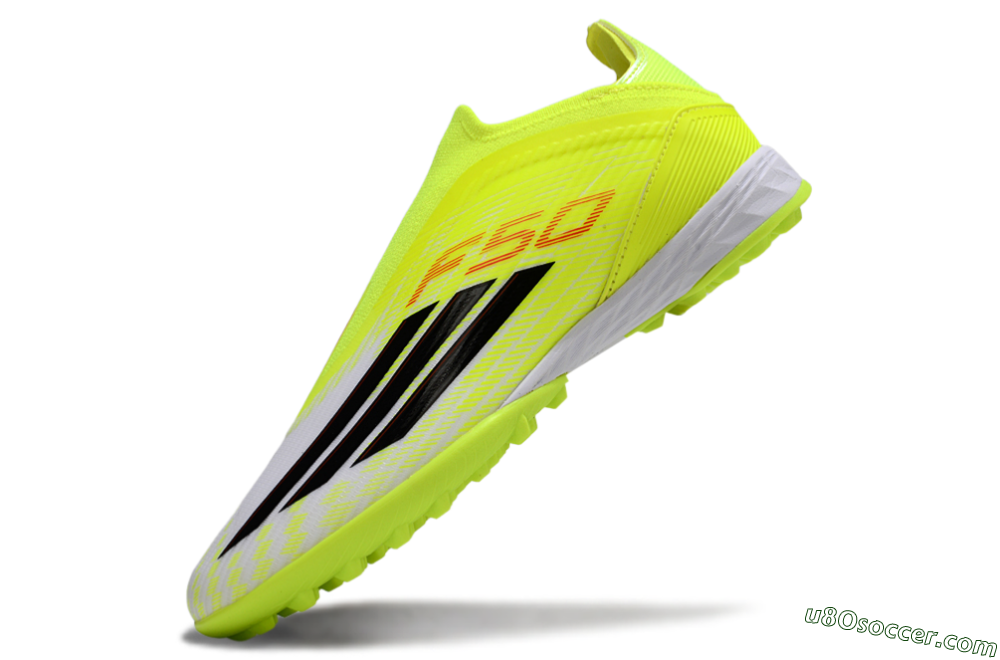 Adidas F50 Elite Laceless TF Artificial Turf Soccer Shoes - Yellow/Neon Yellow/Crisp White 6