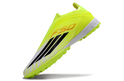 Adidas F50 Elite Laceless TF Artificial Turf Soccer Shoes - Yellow/Neon Yellow/Crisp White