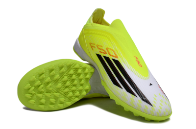 Adidas F50 Elite Laceless TF Artificial Turf Soccer Shoes - Yellow/Neon Yellow/Crisp White