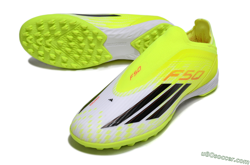 Adidas F50 Elite Laceless TF Artificial Turf Soccer Shoes - Yellow/Neon Yellow/Crisp White 3
