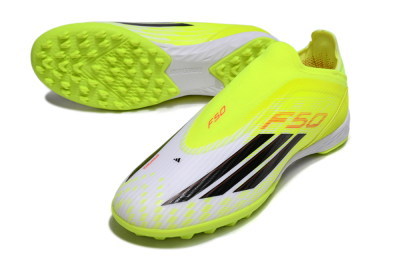 Adidas F50 Elite Laceless TF Artificial Turf Soccer Shoes - Yellow/Neon Yellow/Crisp White