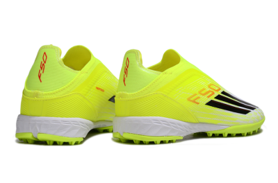 Adidas F50 Elite Laceless TF Artificial Turf Soccer Shoes - Yellow/Neon Yellow/Crisp White