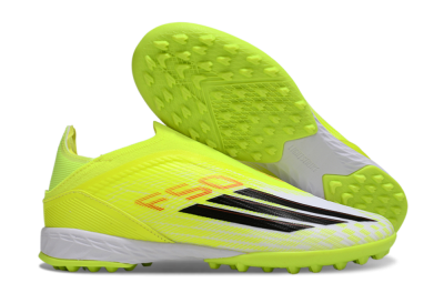 Adidas F50 Elite Laceless TF Artificial Turf Soccer Shoes - Yellow/Neon Yellow/Crisp White