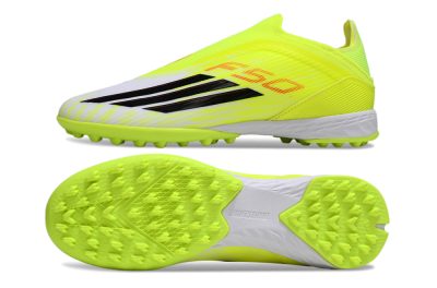 Adidas F50 Elite Laceless TF Artificial Turf Soccer Shoes - Yellow/Neon Yellow/Crisp White