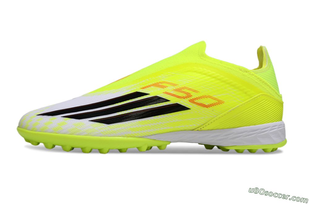 Adidas F50 Elite Laceless TF Artificial Turf Soccer Shoes - Yellow/Neon Yellow/Crisp White 2