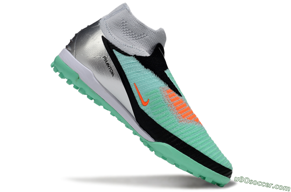 Nike Phantom 6 High Elite TF Artificial Turf Soccer Shoes - Green/Aqua Mint/Neon Orange 5