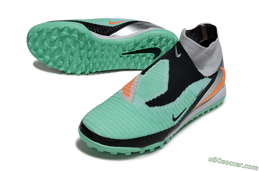 Nike Phantom 6 High Elite TF Artificial Turf Soccer Shoes - Green/Aqua Mint/Neon Orange 3