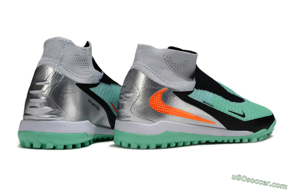 Nike Phantom 6 High Elite TF Artificial Turf Soccer Shoes - Green/Aqua Mint/Neon Orange 7