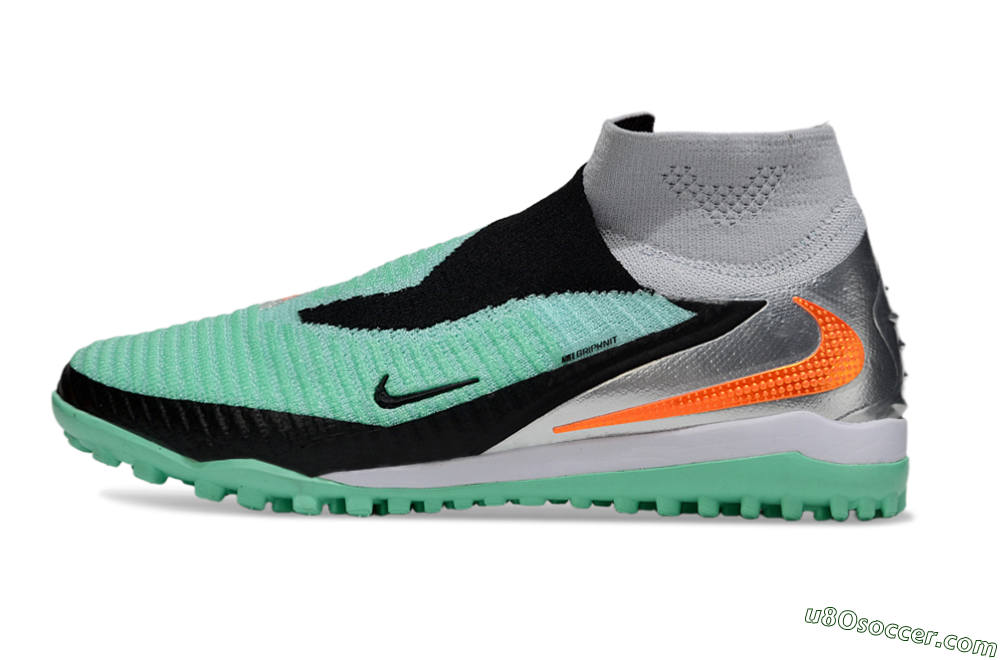 Nike Phantom 6 High Elite TF Artificial Turf Soccer Shoes - Green/Aqua Mint/Neon Orange 2