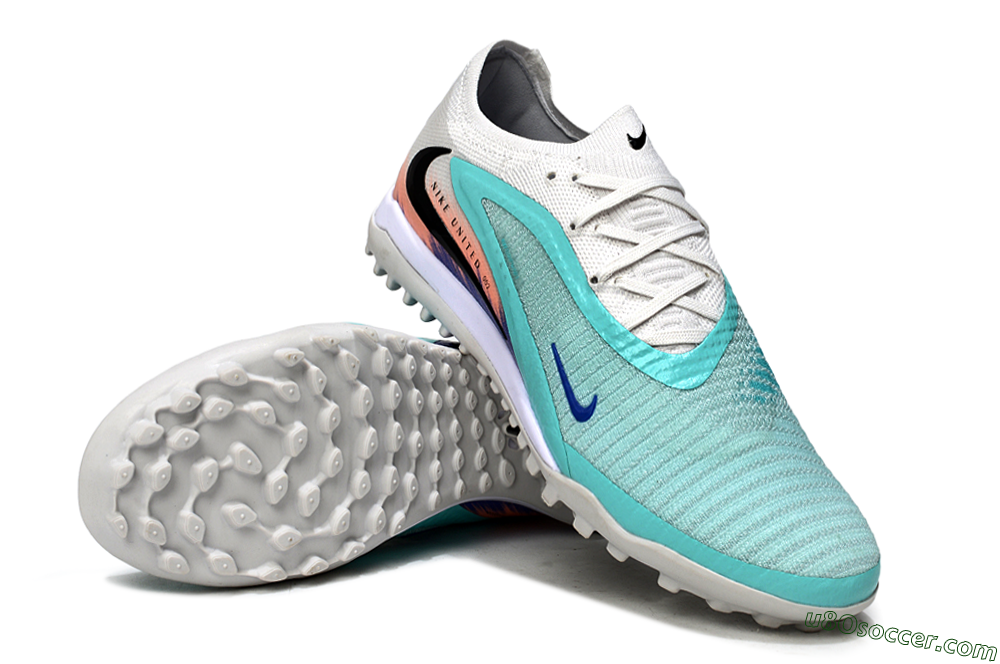 Nike Phantom 6 Low Elite TF Artificial Turf Soccer Shoes - Aqua/Sky Blue/Coral Orange 3