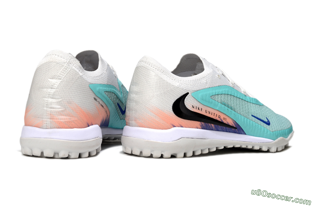 Nike Phantom 6 Low Elite TF Artificial Turf Soccer Shoes - Aqua/Sky Blue/Coral Orange 6