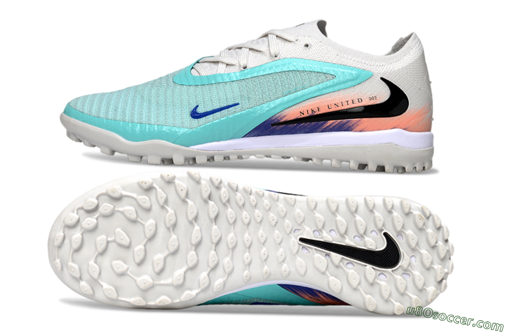 Nike Phantom 6 Low Elite TF Artificial Turf Soccer Shoes - Aqua/Sky Blue/Coral Orange 0