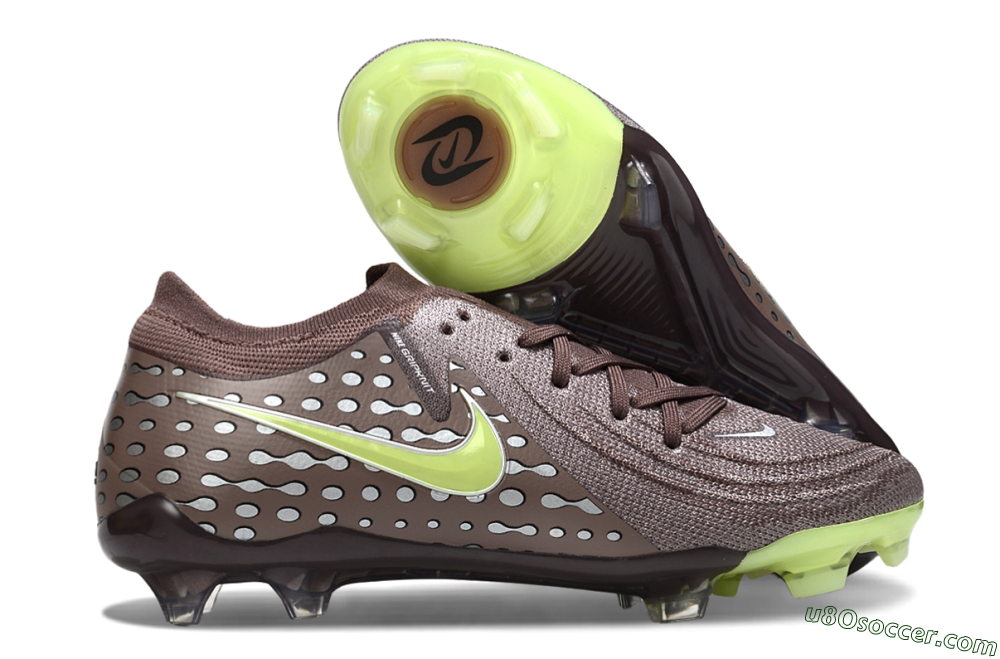 Nike Phantom GX 2 Elite FG Firm Ground Soccer Cleats - Brown/Lime Green/Charcoal Gray 1