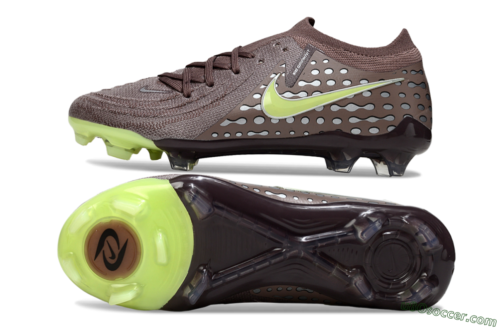 Nike Phantom GX 2 Elite FG Firm Ground Soccer Cleats - Brown/Lime Green/Charcoal Gray 0