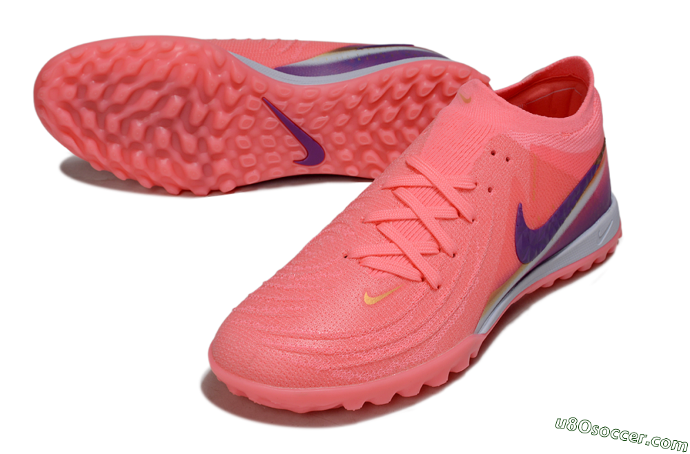 Nike Phantom GX 2 Elite TF Artificial Turf Soccer Shoes - Pink/Vivid Coral/Deep Purple 3