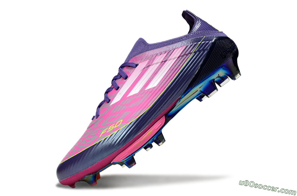 Adidas F50 Elite Lightstrike Pro FG Firm Ground Soccer Cleats - Pink/Neon Yellow/Deep Purple 6