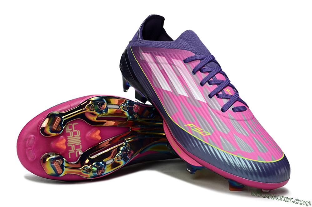 Adidas F50 Elite Lightstrike Pro FG Firm Ground Soccer Cleats - Pink/Neon Yellow/Deep Purple 4