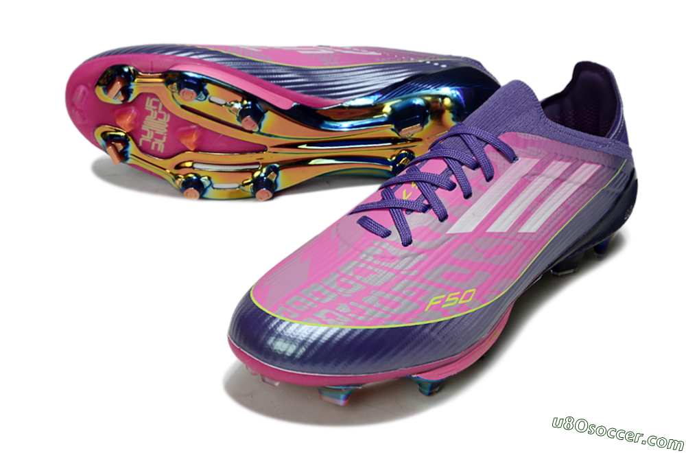 Adidas F50 Elite Lightstrike Pro FG Firm Ground Soccer Cleats - Pink/Neon Yellow/Deep Purple 3