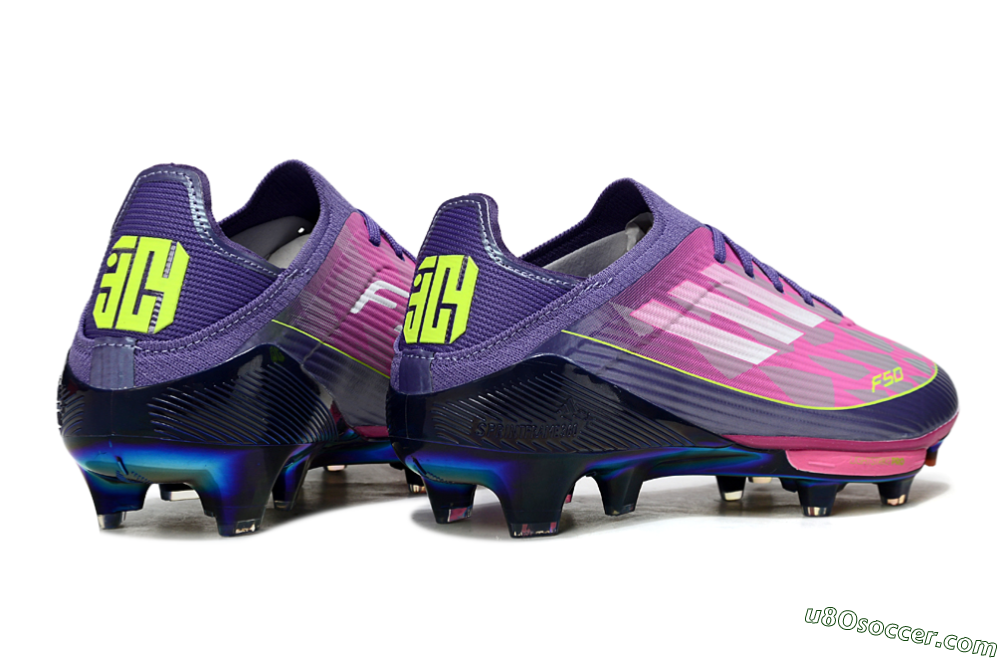 Adidas F50 Elite Lightstrike Pro FG Firm Ground Soccer Cleats - Pink/Neon Yellow/Deep Purple 7