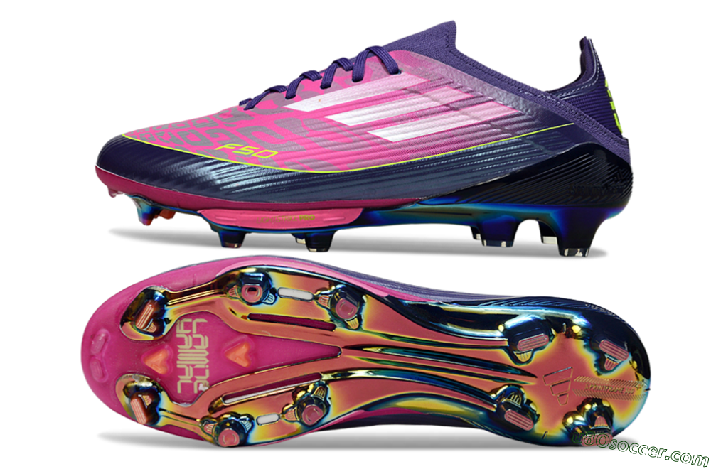Adidas F50 Elite Lightstrike Pro FG Firm Ground Soccer Cleats - Pink/Neon Yellow/Deep Purple 0