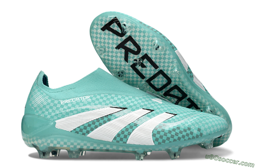 Adidas Predator 25 Elite Laceless FG Firm Ground Soccer Cleats - Aqua/Mint Green/White 1