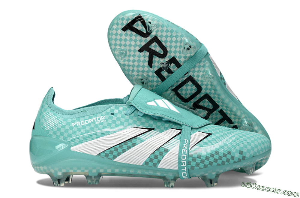 Adidas Predator 25 Elite Fold-Over Tongue FG Firm Ground Soccer Cleats - Aqua/Turquoise Blue/White 1
