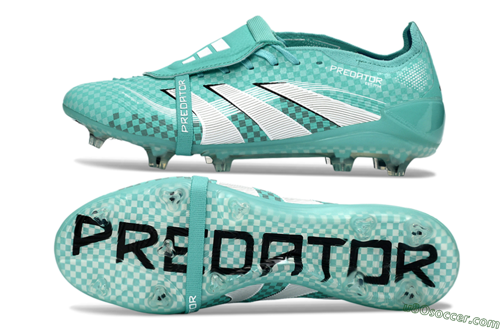 Adidas Predator 25 Elite Fold-Over Tongue FG Firm Ground Soccer Cleats - Aqua/Turquoise Blue/White 0