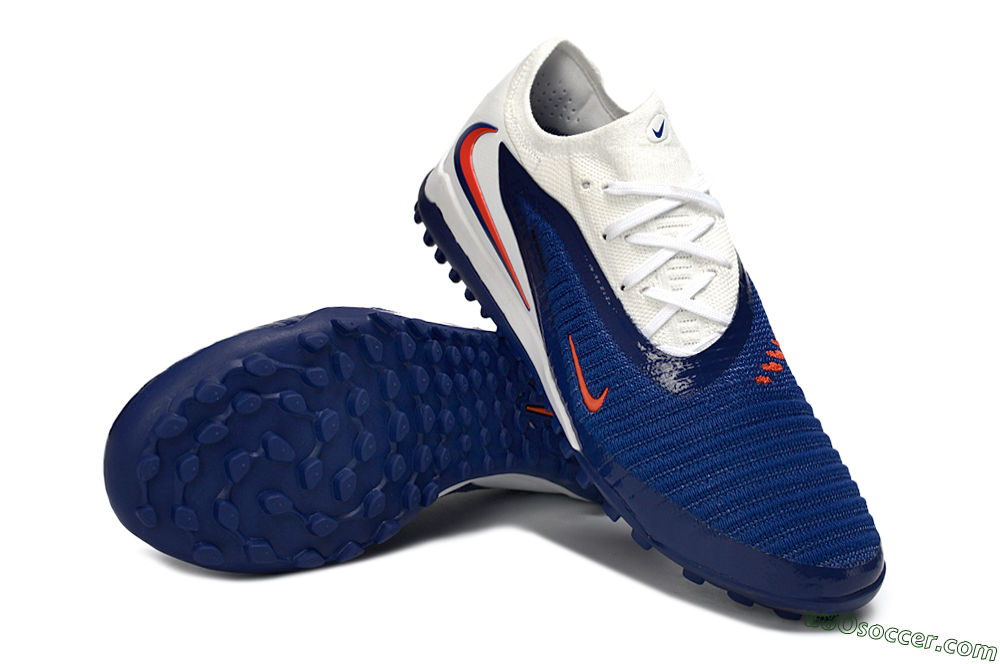 Nike Phantom 6 Low Elite TF Artificial Turf Soccer Shoes - Blue/Electric Orange/White 3