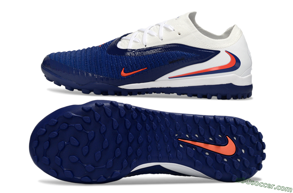 Nike Phantom 6 Low Elite TF Artificial Turf Soccer Shoes - Blue/Electric Orange/White 0