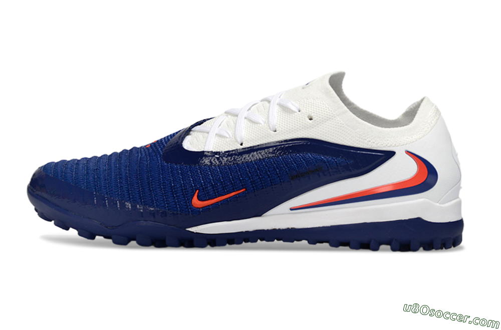 Nike Phantom 6 Low Elite TF Artificial Turf Soccer Shoes - Blue/Electric Orange/White 2