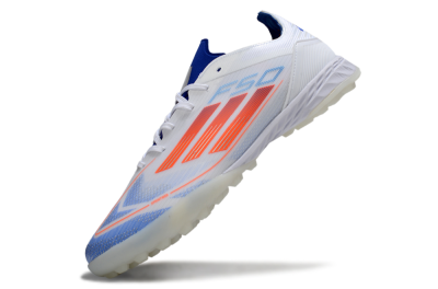 Adidas F50 Pro TF Artificial Turf Soccer Shoes - White/Electric Blue/Fiery Orange