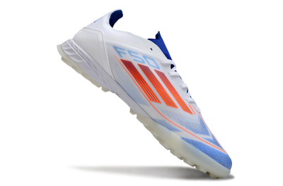 Adidas F50 Pro TF Artificial Turf Soccer Shoes - White/Electric Blue/Fiery Orange