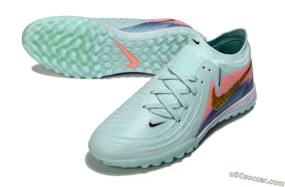 Nike Phantom GX 2 Elite TF Artificial Turf Soccer Shoes - Aqua/Peach Burst/Deep Blue 3