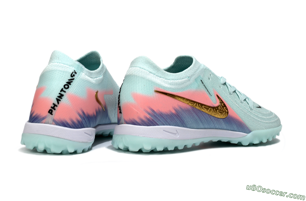 Nike Phantom GX 2 Elite TF Artificial Turf Soccer Shoes - Aqua/Peach Burst/Deep Blue 6