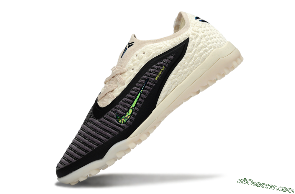 Nike Phantom 6 Low Elite TF Artificial Turf Soccer Shoes - Black/Electric Green/Neutral Beige 5