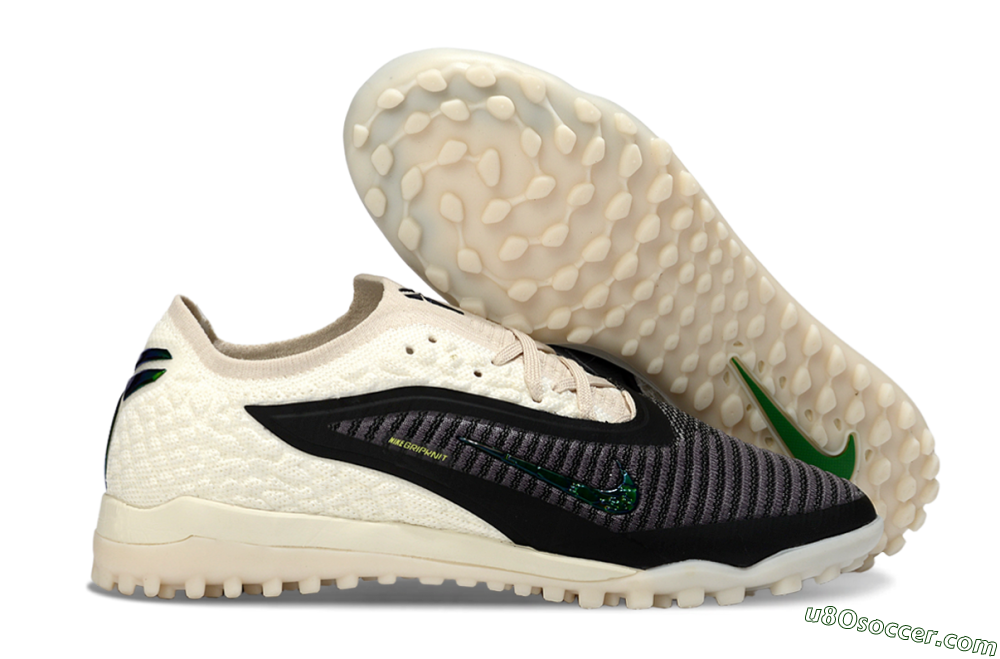 Nike Phantom 6 Low Elite TF Artificial Turf Soccer Shoes - Black/Electric Green/Neutral Beige 1