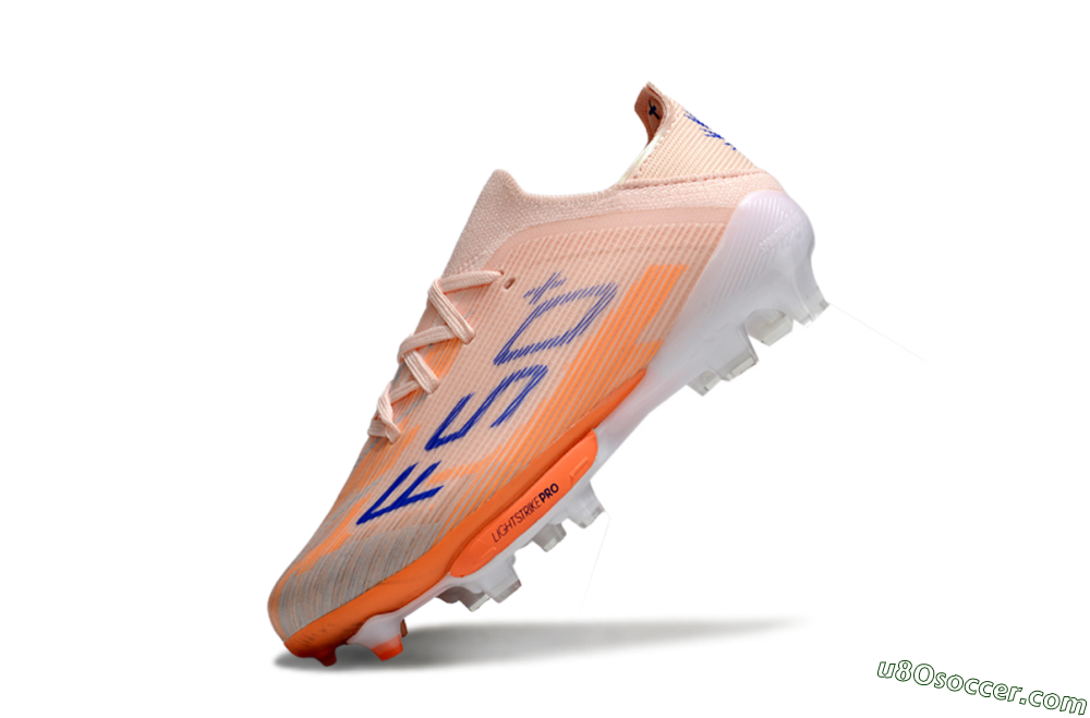 Adidas F50 Elite Lightstrike Pro FG Firm Ground Soccer Cleats - Peach/Coral Burst/Deep Sky Blue 4