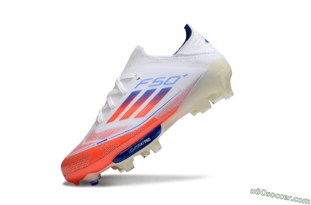 Adidas F50 Elite Lightstrike Pro FG Firm Ground Soccer Cleats - White/Coral/Blue 4