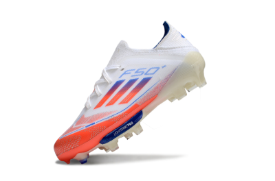 Adidas F50 Elite Lightstrike Pro FG Firm Ground Soccer Cleats - White/Coral/Blue