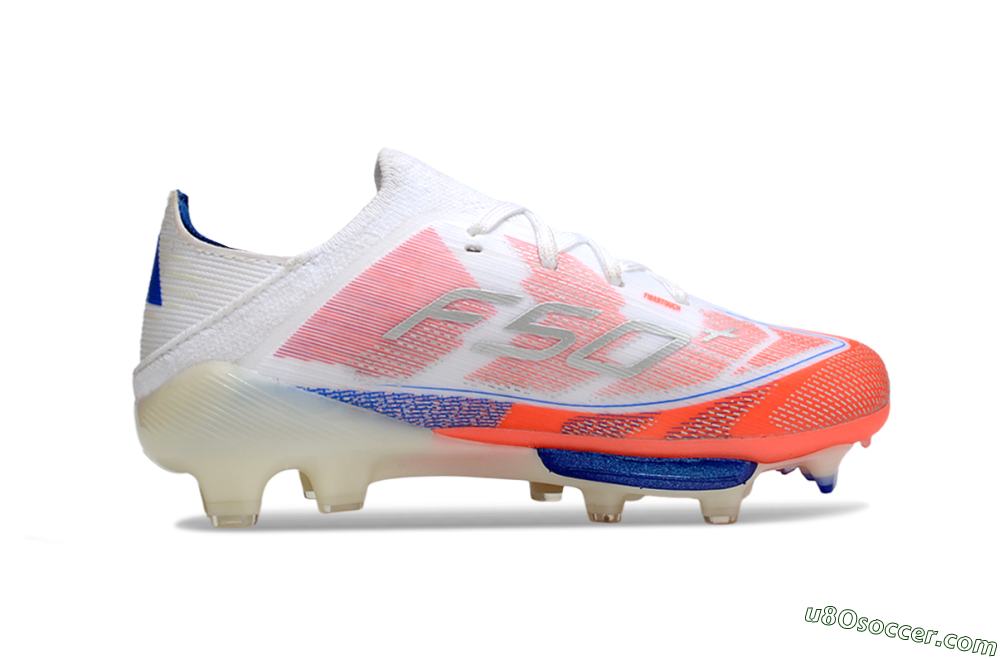 Adidas F50 Elite Lightstrike Pro FG Firm Ground Soccer Cleats - White/Coral/Blue 5