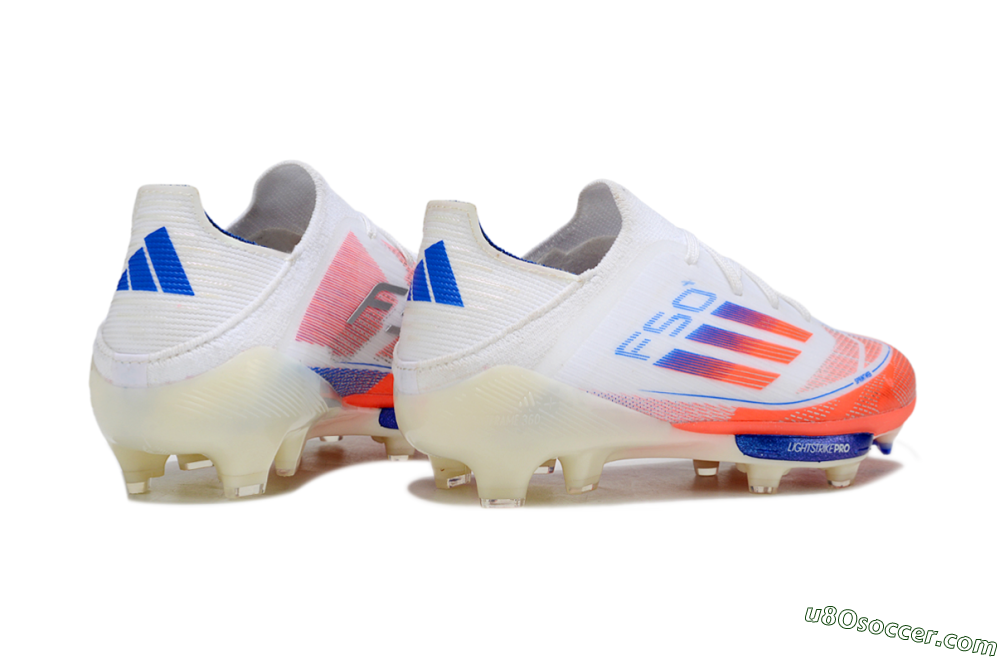 Adidas F50 Elite Lightstrike Pro FG Firm Ground Soccer Cleats - White/Coral/Blue 6
