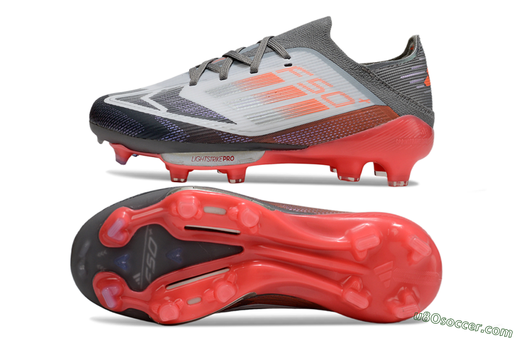 Adidas F50 Elite Lightstrike Pro FG Firm Ground Soccer Cleats - Gray/Electric Pink/Deep Purple 0
