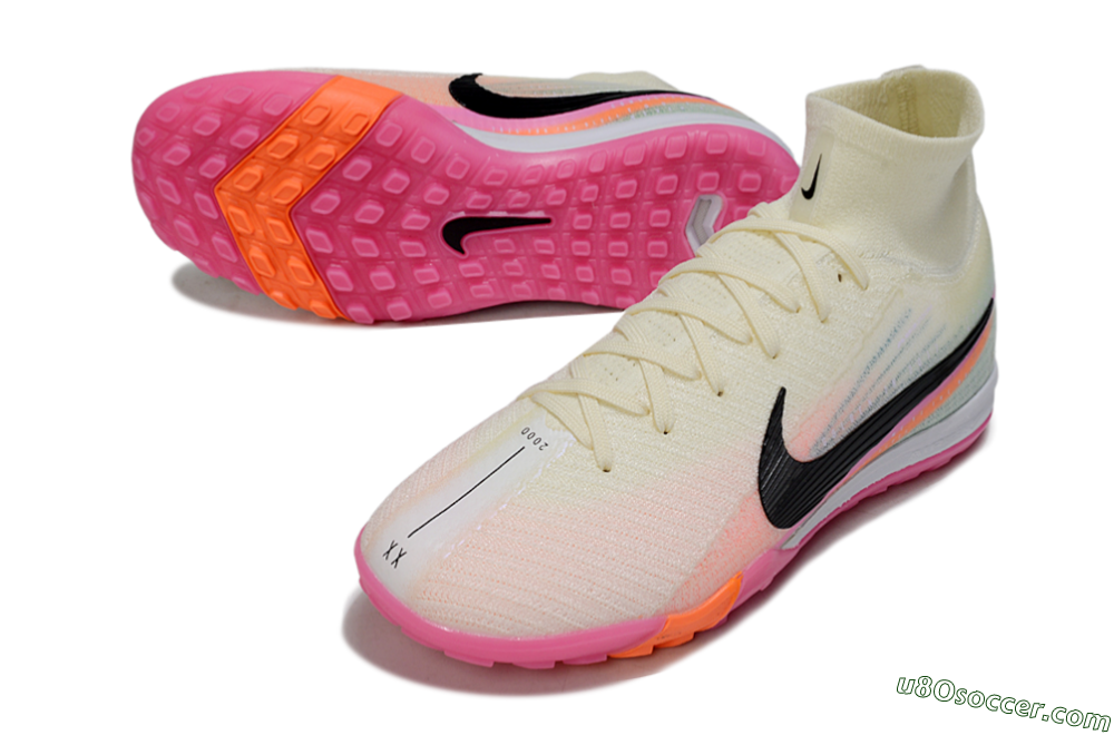 Nike Air Zoom Mercurial Superfly 10 Elite TF Artificial Turf Soccer Shoes - Cream/Coral Pink/Black 3