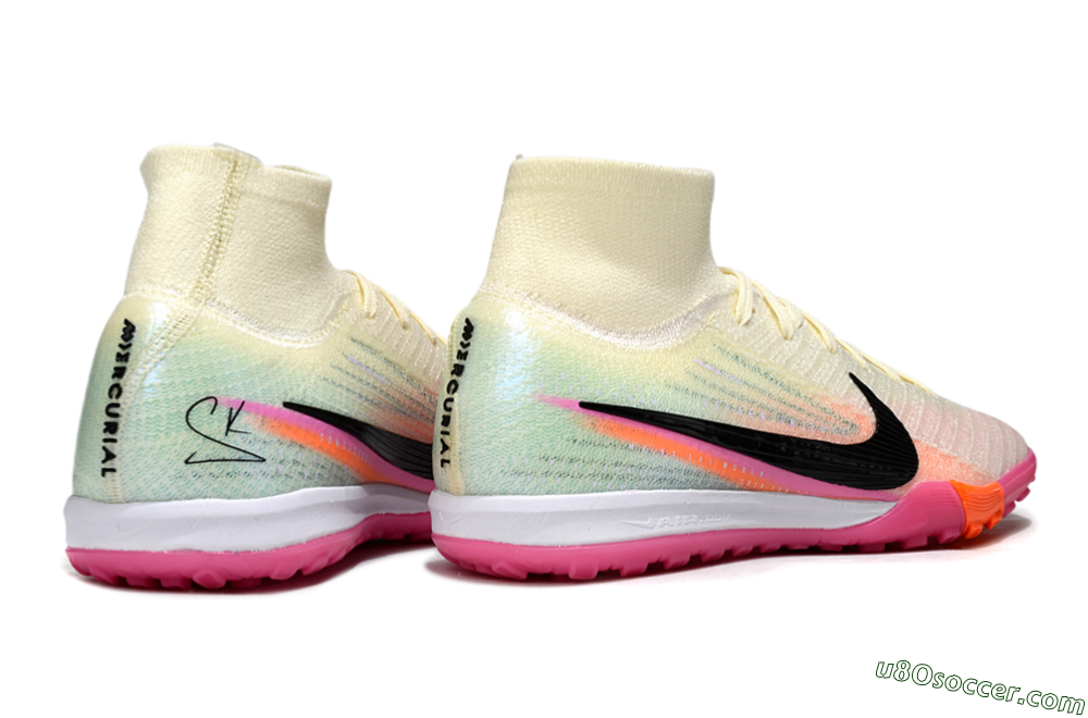 Nike Air Zoom Mercurial Superfly 10 Elite TF Artificial Turf Soccer Shoes - Cream/Coral Pink/Black 7