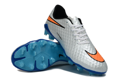 Nike Hypervenom Phantom FG Firm Ground Soccer Cleats - White/Electric Blue/Flame Orange