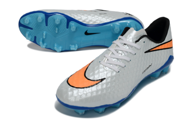 Nike Hypervenom Phantom FG Firm Ground Soccer Cleats - White/Electric Blue/Flame Orange