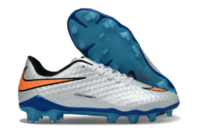 Nike Hypervenom Phantom FG Firm Ground Soccer Cleats - White/Electric Blue/Flame Orange